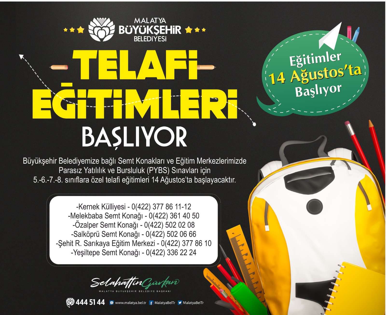 Büyükşehir Belediyesi’nden Öğrencilere Telafi Eğitimi